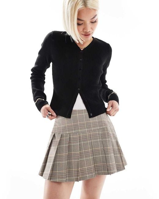 Stradivarius Black Pleated Mini Skort