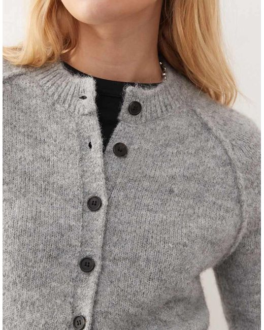 Weekday Gray Wool Blend Fitted Cardigan