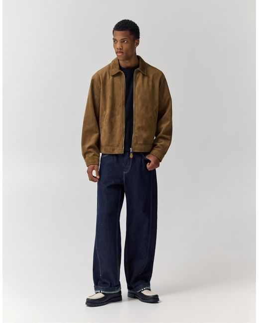 Pull&Bear Brown Faux Suede Jacket for men