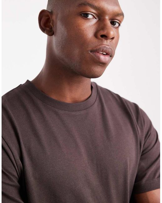 ASOS Brown Essentials Regular Fit T-shirt With Regular Fit for men