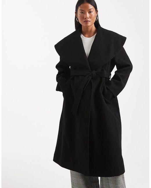 Miss Selfridge Black Formal Wrap Coat