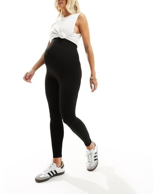 Vero Moda Black Over The Bump Seamless Ribbed Leggings