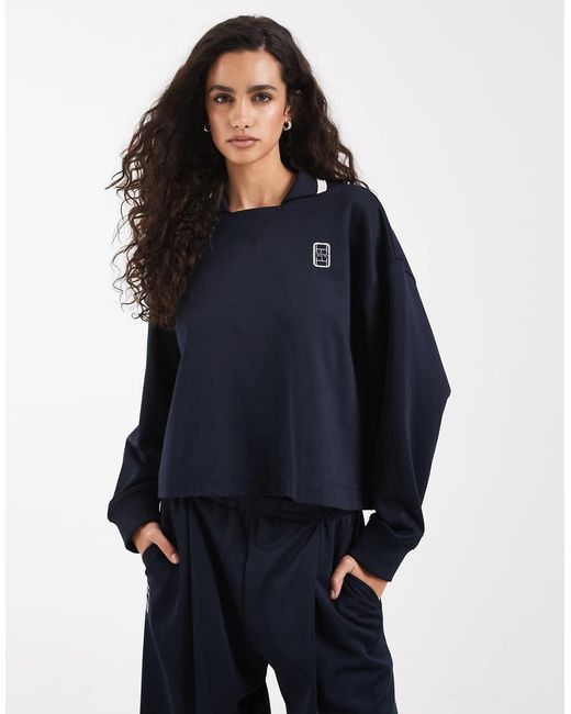 Lacoste Blue Long Sleeve Logo Polo Sweatshirt