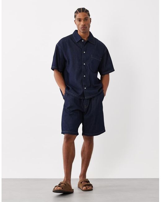 Jack & Jones Blue Short Sleeve Denim Shirt for men