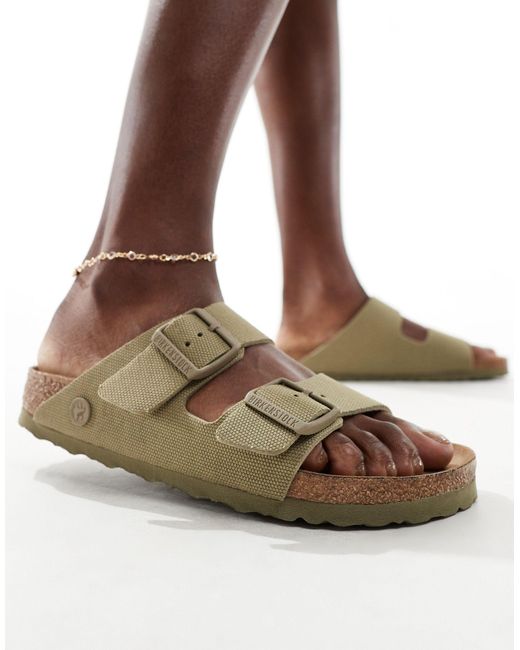 Arizona - sandales en similicuir et en toile - kaki Birkenstock en coloris Brown