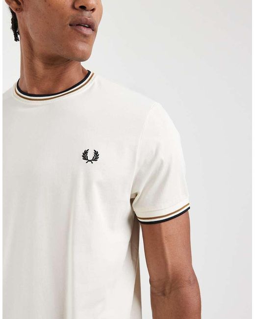 Fred Perry White Twin Tipped T-Shirt for men