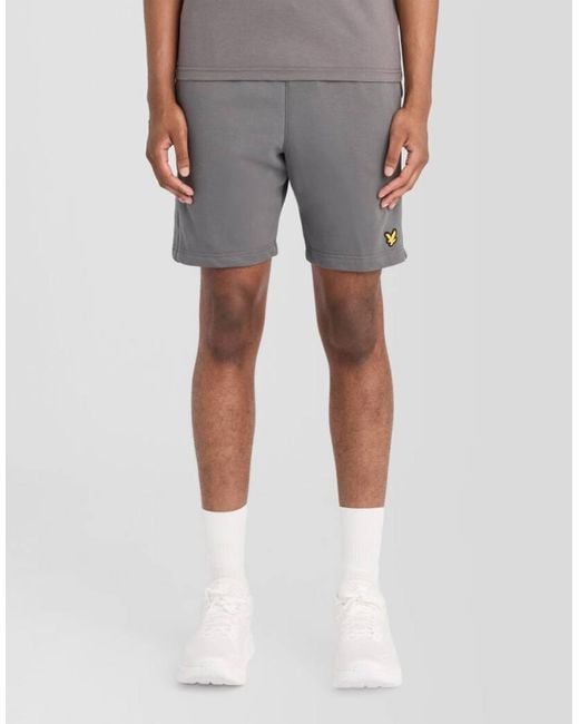 Lyle & Scott Gray Mid Bottoms Jacquard Tape Shorts for men