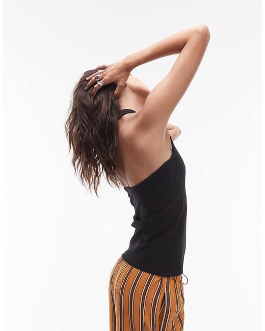 ARKET Black Cotton Rich Halterneck Jersey Top