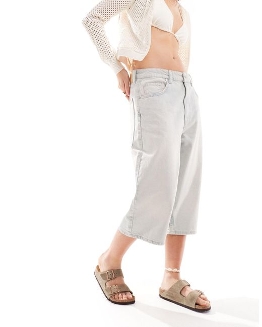 Short en jean oversize - clair délavé Pull&Bear en coloris White