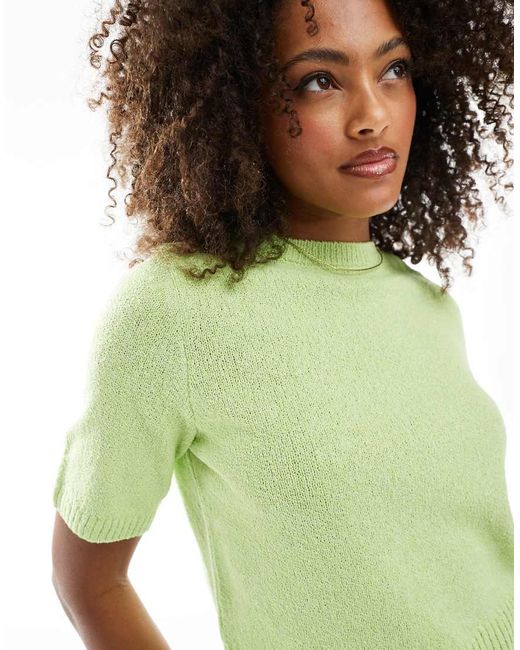 ASOS Green Knitted Boucle Half Sleeve Top