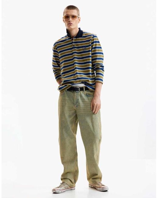 Desigual Green Dyed Denim Trousers for men