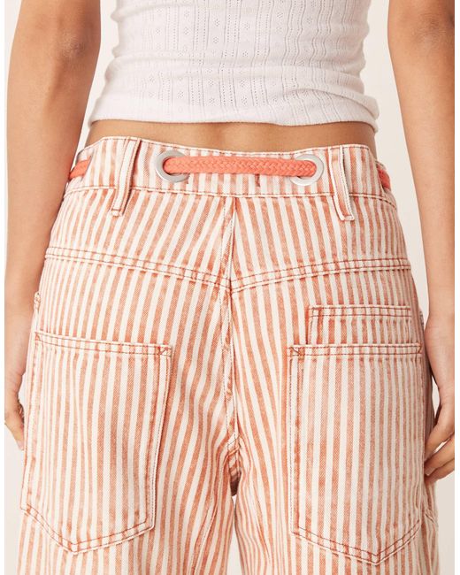 Free People Natural Hickory Stripe Moxie Tie-waist Jean