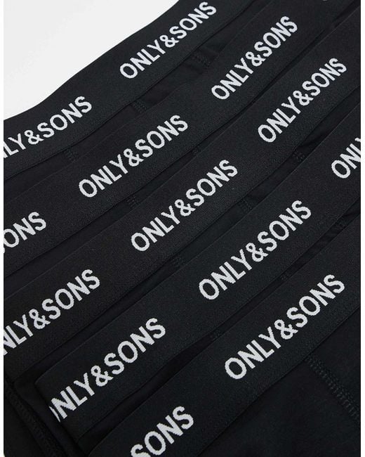 Only & Sons Black 5 Pack Trunks for men