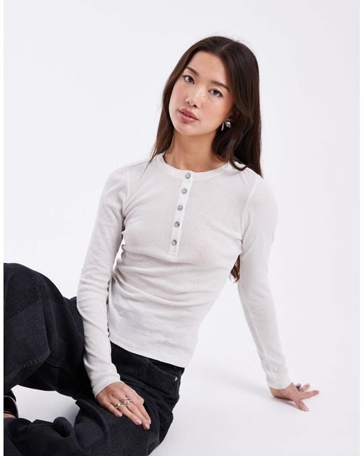 ASOS White Button Through Fitted Top