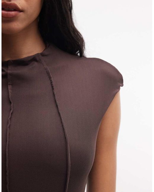 ASOS Brown Exposed Seamed High Neck Bodysuit