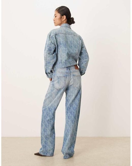 Calvin Klein Blue Logo Print 90S Straight Denim Jeans