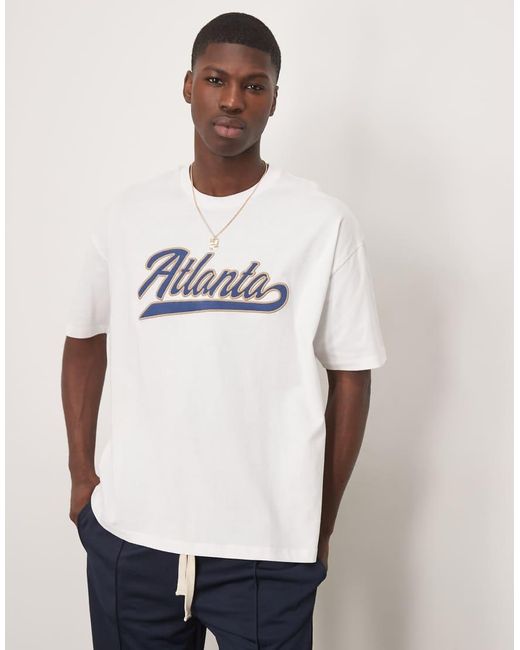 Camiseta Blanca Extragrande Con Estampado Gráfico De Ciudad De ASOS de hombre de color White