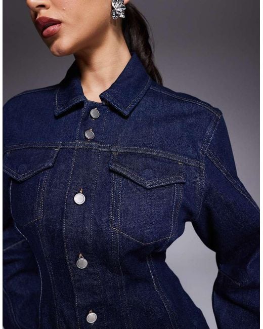GOOD AMERICAN Blue Denim Button Up Shirt Barrel Sleeve Mini Dress