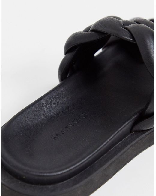 Sandales plates tressées matelassées Mango en coloris Noir | Lyst