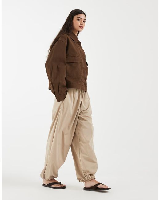 & Other Stories Brown Cropped Washed Cotton Utility Jacket