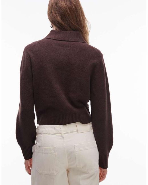 & Other Stories Brown Knit Cardigan With Collar And Button Front