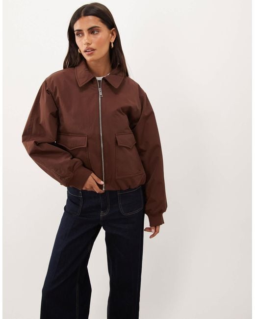 Nobody's Child Brown Collared Zip Down Bomber Jacket