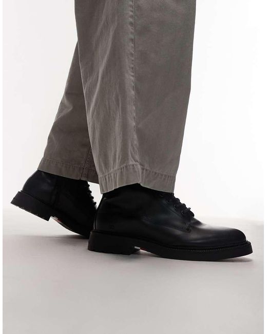Tommy Hilfiger Black Leather Comfort Lace Up Boot for men
