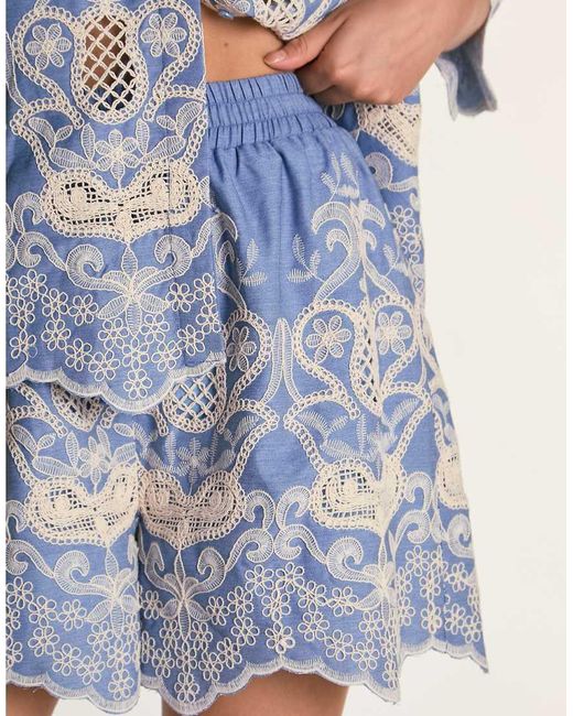 Glamorous Blue Scallop Hem Short