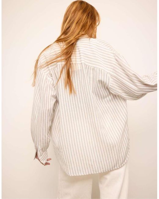 Stradivarius Natural Linen-Effect Shirt