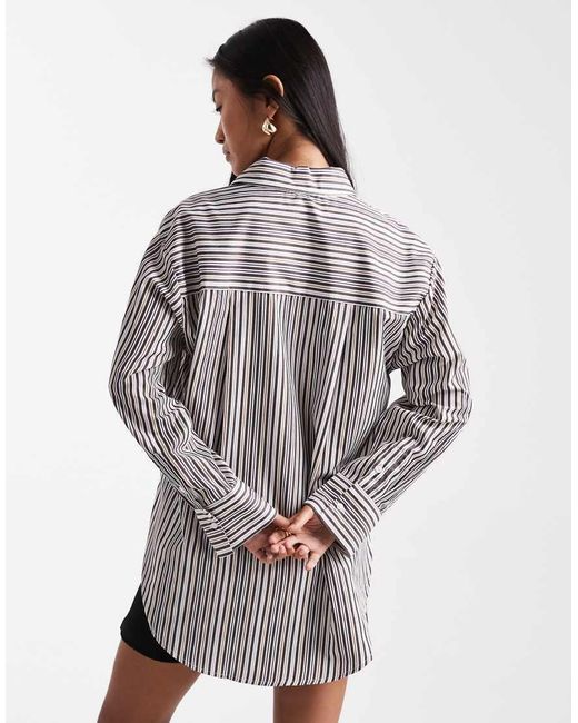 ASOS Oversized Overhemd Met Mannelijke Strepen in het Gray