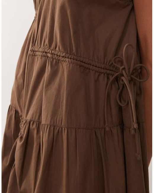 Collusion Natural Multi Channel Short Sleeve Midi Dress