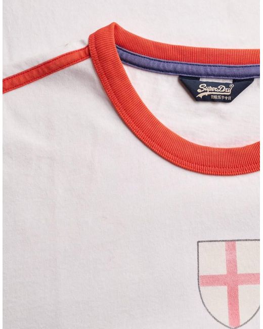 Superdry White Athletic Football Stripe T-Shirt
