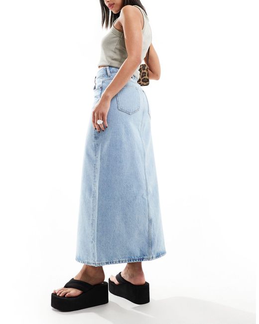 Dr. Denim Blue Myra Maxi Denim Skirt With Front Split