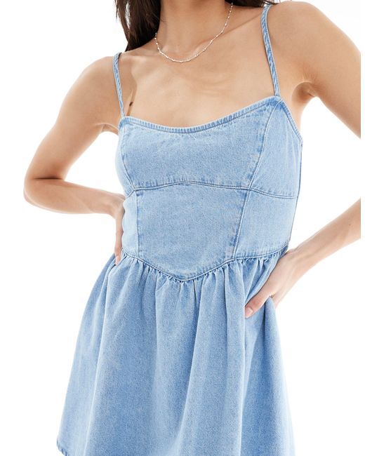 ASOS Blue – weiches camisole-minikleid aus denim