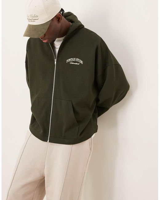 ASOS Extreem Oversized Hoodie Met Opdruk Op De Borst En Rug in het Green voor heren
