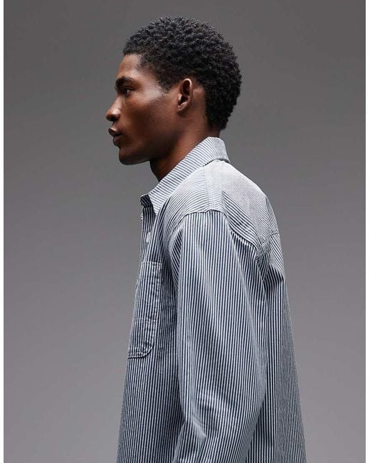 Dickies Gray Hickory Striped Long Sleeve Work Shirt for men