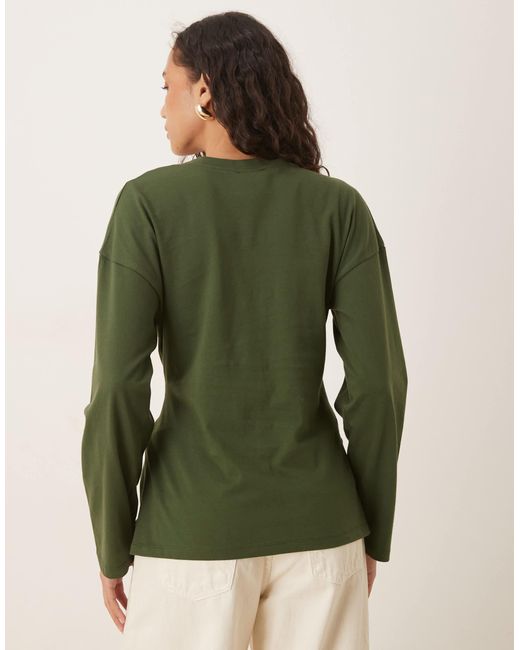 ASOS Green Oversized Long Sleeve Top With Cinched Waist Hardware Detail