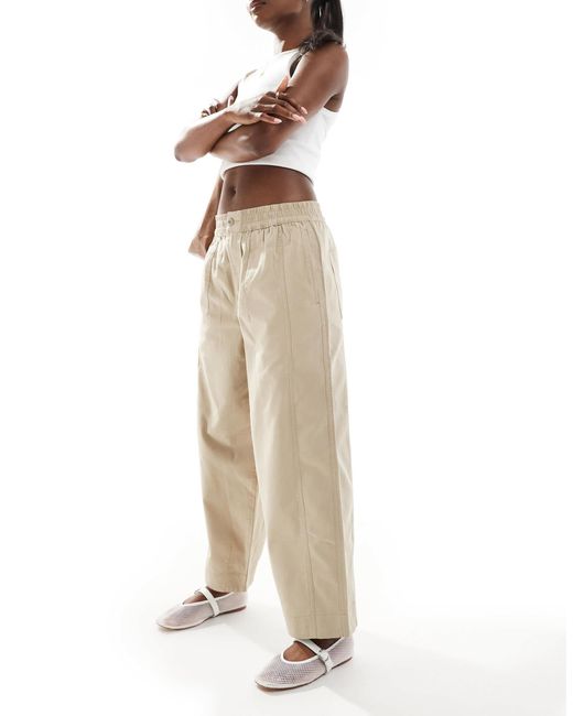 ASOS Natural Laundered Barrel Pull On Trousers