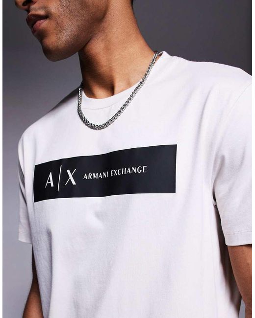 Camiseta Blanca Con Logo En El Centro De -Blanco ARMANI EXCHANGE de hombre de color Blue