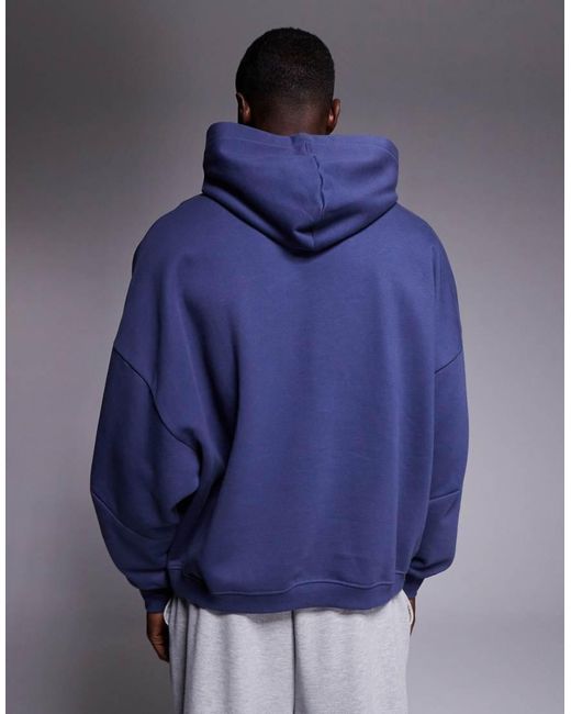 ASOS Blue Heavyweight Extreme Overiszed Hoodie With Sleeve Details for men