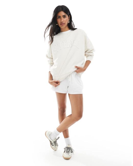 Superdry White Athletic Essentials Tonal Applique Crew Sweatshirt