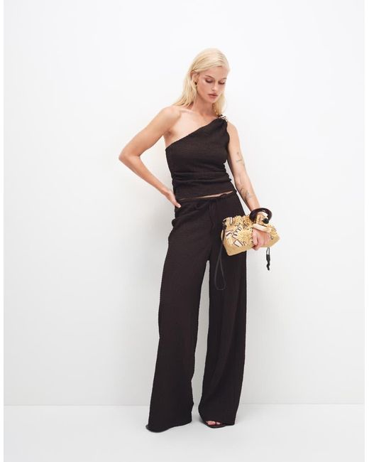 ONLY Brown Asymmetric Crinkled Textured Top