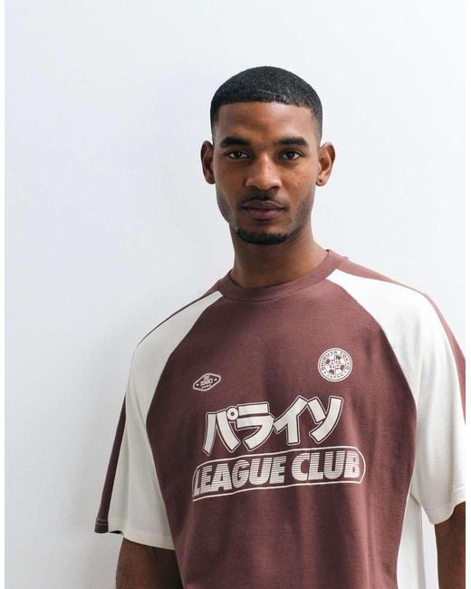 ASOS Red Oversized T-shirt With Japanese Football Graphic for men