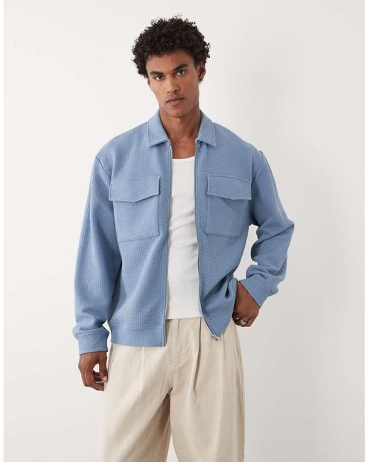 ASOS Blue Relaxed Zip Up Jacket for men