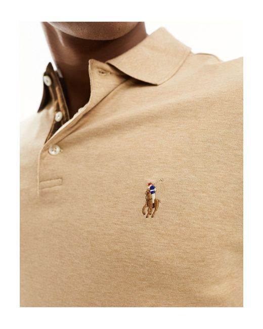 Polo Ralph Lauren – langärmliges polohemd aus pima-baumwolle in Natural für Herren
