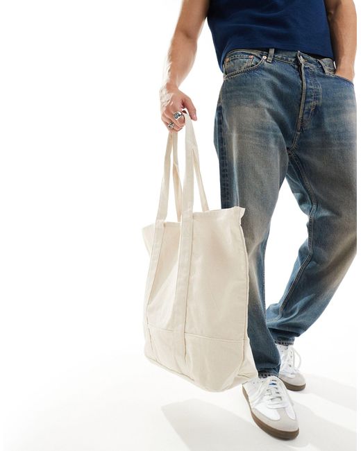 Tote bag oversize en toile - écru ASOS pour homme en coloris Blue