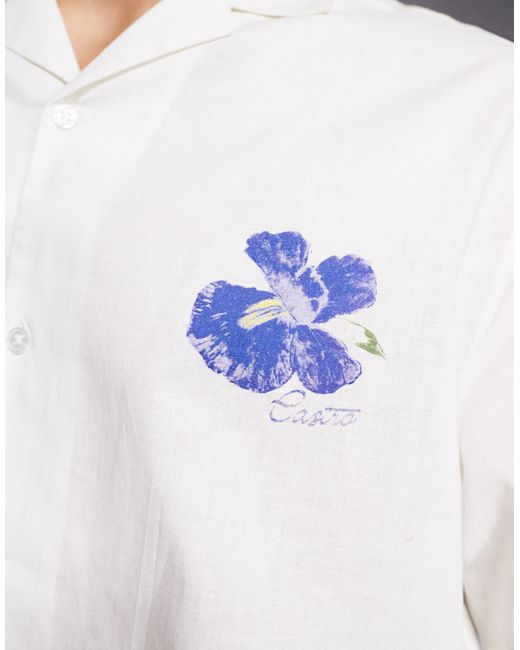ASOS – oversize-hemd mit blumenprints und reverskragen in Blue für Herren