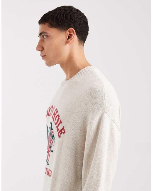 Hollister Natural Boxy Open Hem Ski Motif Jumper for men