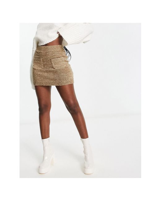 Free People Natural Knitted Mini Skirt