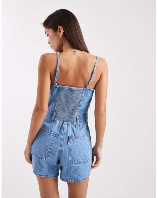 Levi's Blue Denim Square Neck Romper